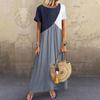 Women's Summer Fashion   Contrast Color Stitching Skirt Large Size Dress