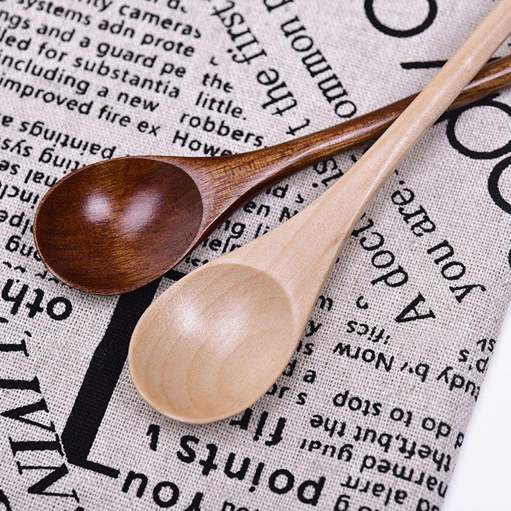 Living Desserts Condiment Kitchen Dining Tableware Wooden Spoons Long-handled Kids Spoon Tea Scoops