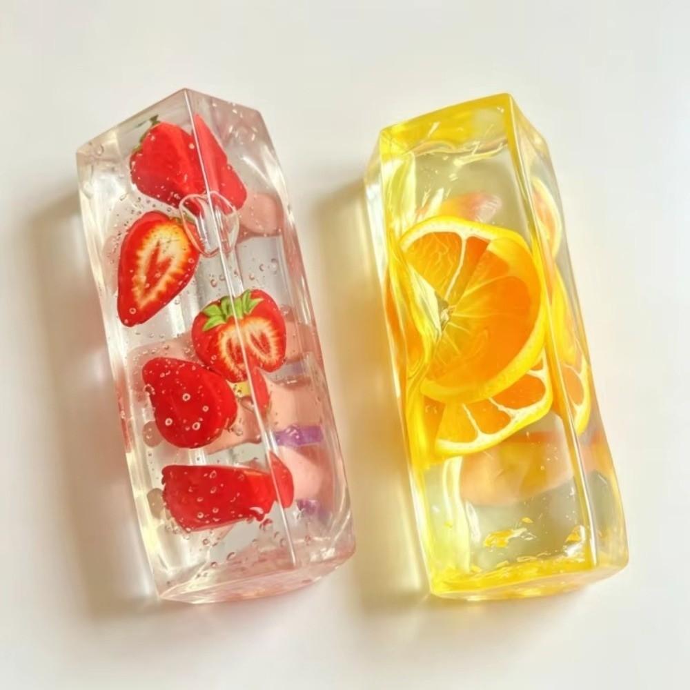 Soft Fruit Slush Squishy Toy Transparent Cracking Squishy Toy Fruit Ice Cube Squishy Toy  Party