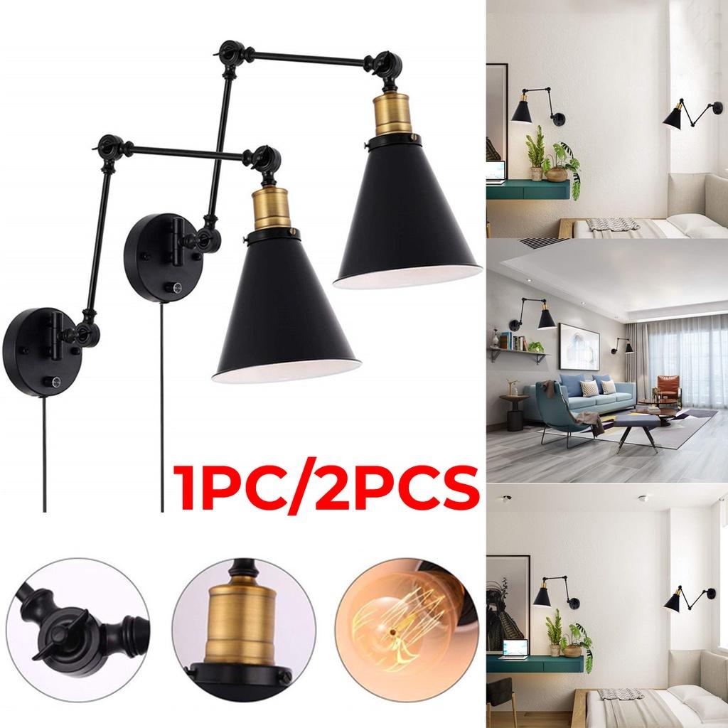 Adjustable Vintage LED Wall Light E27 110-220V Loft Industrial Wall Lamps Retro Bed Bedside Light Black 60W