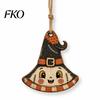 Vintage Cartoon Halloween Set Wooden Hanging Decor, Ghost Black Cat Pumpkin Owl Ornament, Rustic Mummy And Ornaments Wall Decor Gift Tags for