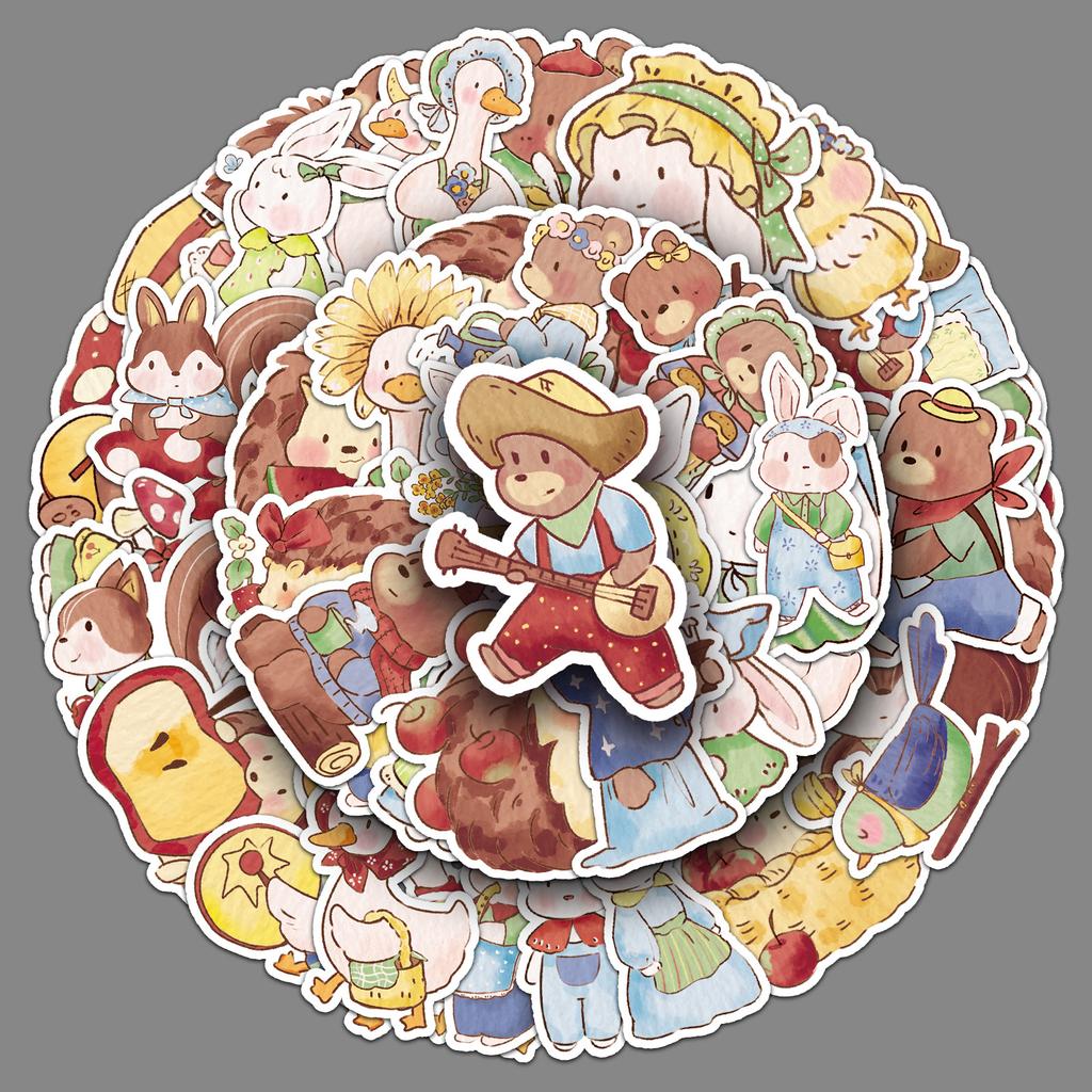 50 Pictures of Forest Animal Graffiti Stickers Cartoon Cute Guka Decorative Mobile Phone Case Water Cup Stickers