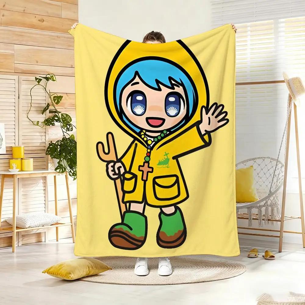 Cute Cartoon L-luce Throw Lightweight 240g Flannel Blanket Soft Skin-friendly for Summer Cooling
