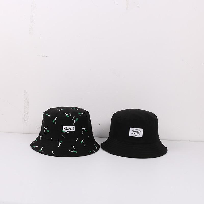 Retro canvas bucket hat female double-sided visor street casual couple basin hat