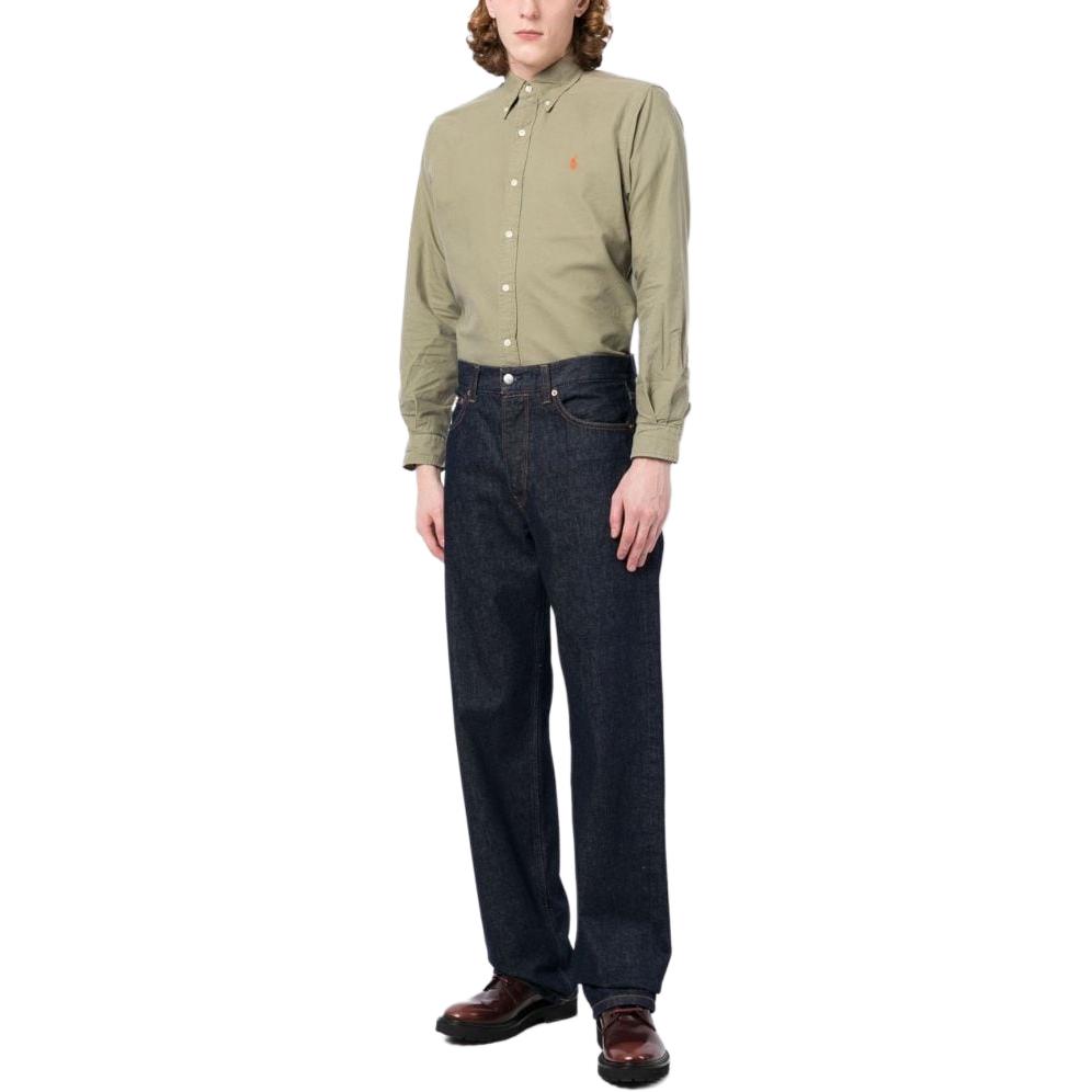 Polo Ralph Lauren Ss23 Логотип Вышитый Длинный Рукав Рубашки Мужские Рубашки Светло-Коричневый 710805564-034