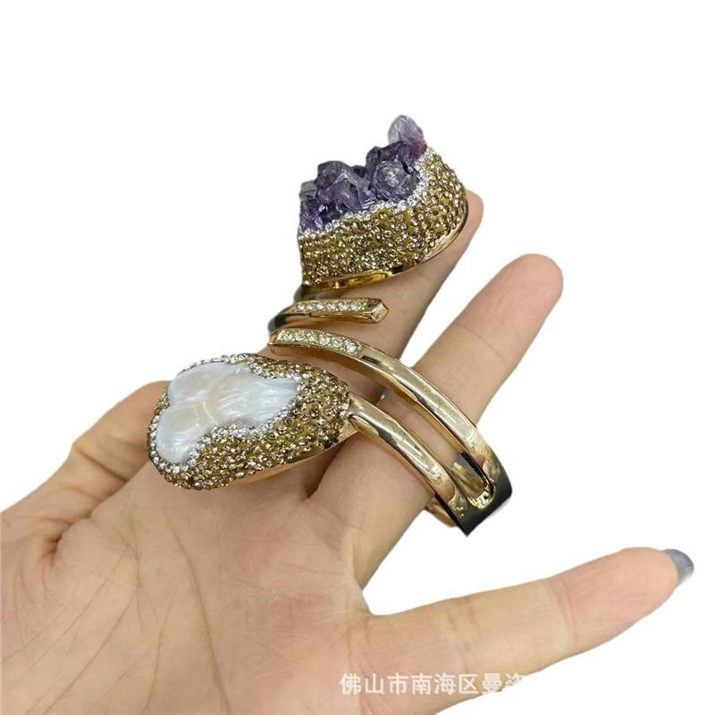 Natural Uruguayan amethyst bracelet baroque pearl
