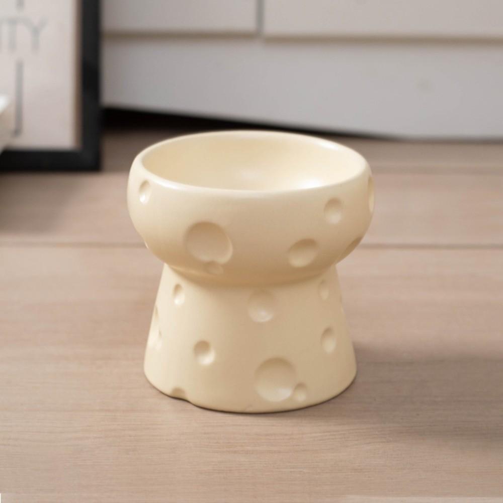 Cheese Shape Neck Protection Bowl Large Diameter High Foot Bowl Pet Food Bowl for Pets Cats Dogs