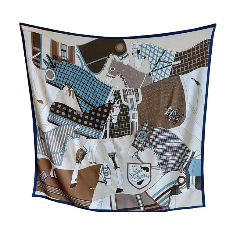 NINA SOLOR Silk Wool Square Scarf & Shawl