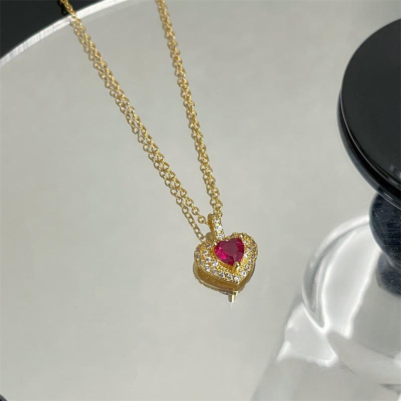 Ожерелье из циркона цвета «Кровь голубя» Treasure Love, простое, роскошное, цепочка для ключицы, нишевый дизайн, высококачественный кулон