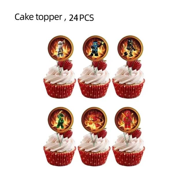 Kids Birthday Party Decoration Banner Ninjago Theme Print Triangle Pennant Flag Streamer Balloon Tableware Set for Kids Birthday
