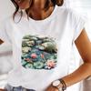 (Asian Size) Casual Printed Tee Sweet Trend Cute Floral Top Short Sleeve T Shirt Fashion Women Clothing O-neck Ladies Female Graphic T-shirts