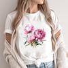 (Asian Size) Fashion Print Flower Floral Trend Cute Sweet Female Casual T Clothing Casual Women's Top Graphic Tee Short Sleeve T-shirts