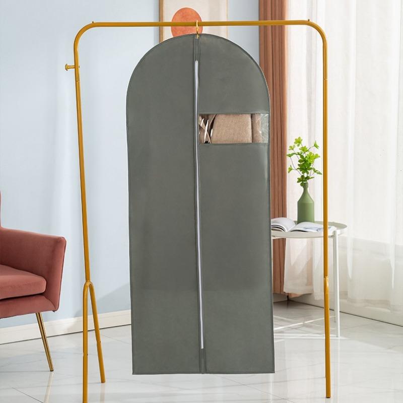4pcs/set Clothes Dust Cover Wardrobe Walk-in Closet Household Visible Non-woven Fabric Fully Enclosed Coat Suit Hanging Bag
