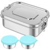 304 Stainless Steel Lunch Box 3 Compartments Lunch Boxes 1500ML Food Container  with 2 Seasoning Boxes for Children's and Adults