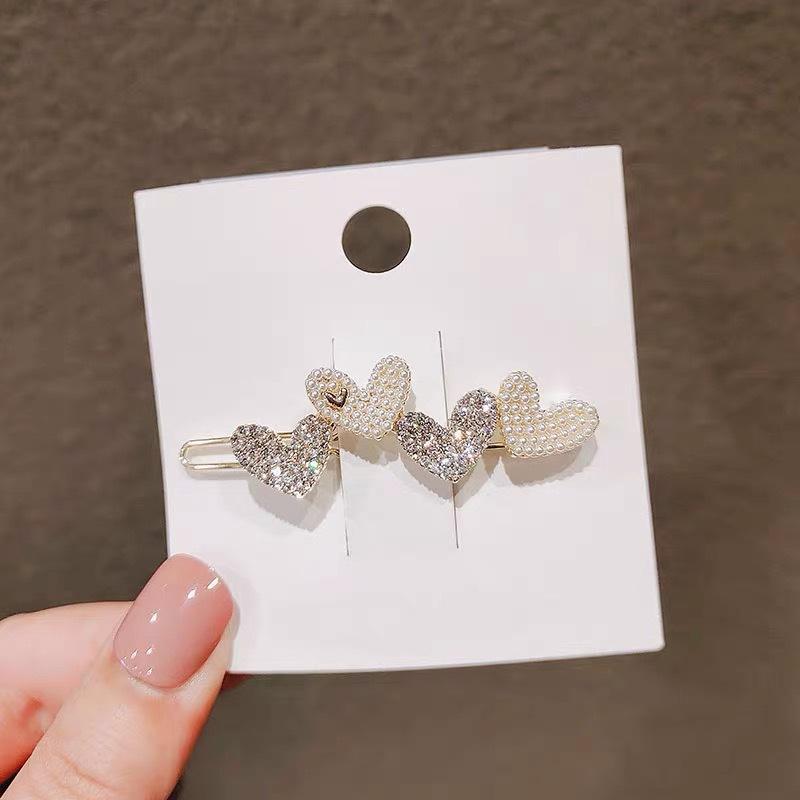 Милые заколки для волос в форме сердца, модные заколки для волос в форме сердца со стразами, украшение с бахромой, женские аксессуары для волос