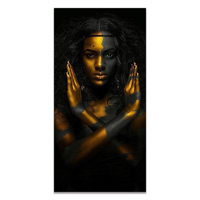 Художественные картины африканских женщин на стене, художественные плакаты и принты, черные руки, держащие золотые украшения, холст, картины, домашний декор