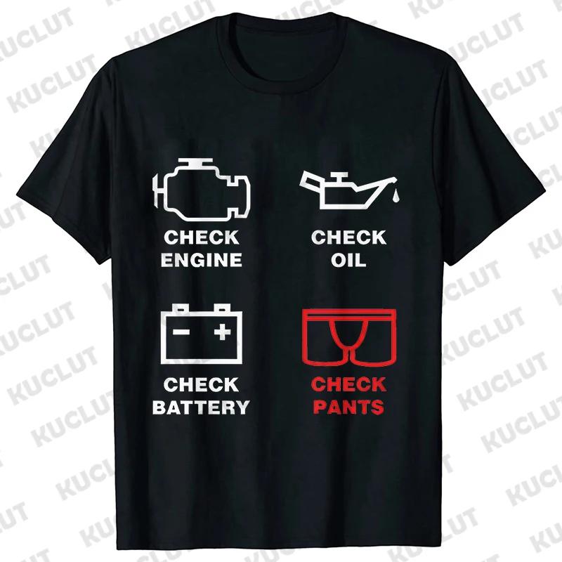 Мужская футболка оверсайз с принтом Check Engine, Масло, Аккумулятор, Харадзюку, Хип-хоп, Летняя уличная одежда, Механик, Ремонт, Футболка Y2k, Топ