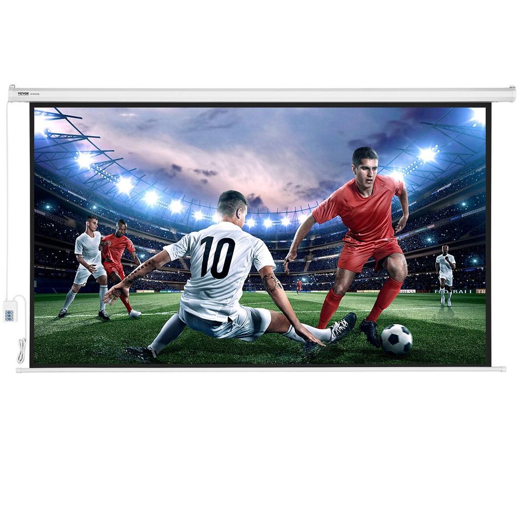 Motorized Projector Screen, 100 inch 16:9 4K 1080 HD Electric Projector Screen, Automatic Projection Screen with Remote Control, Wall Mount Movie