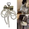 Elegant Pearl Bowknot Keychain Pendant Keyring Heart Charm Lovely Hanging Decorations for Purse Bag Backpack Handbag