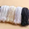 200 Pcs Waxed Cord Garment Label Tag Strings with Bullet Head Plastic Fasteners for Clothing Hang Tags, White, Black, Beige
