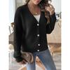 Women's Autumn and Winter Pearl Button Casual Solid Color Cardigan Sweater