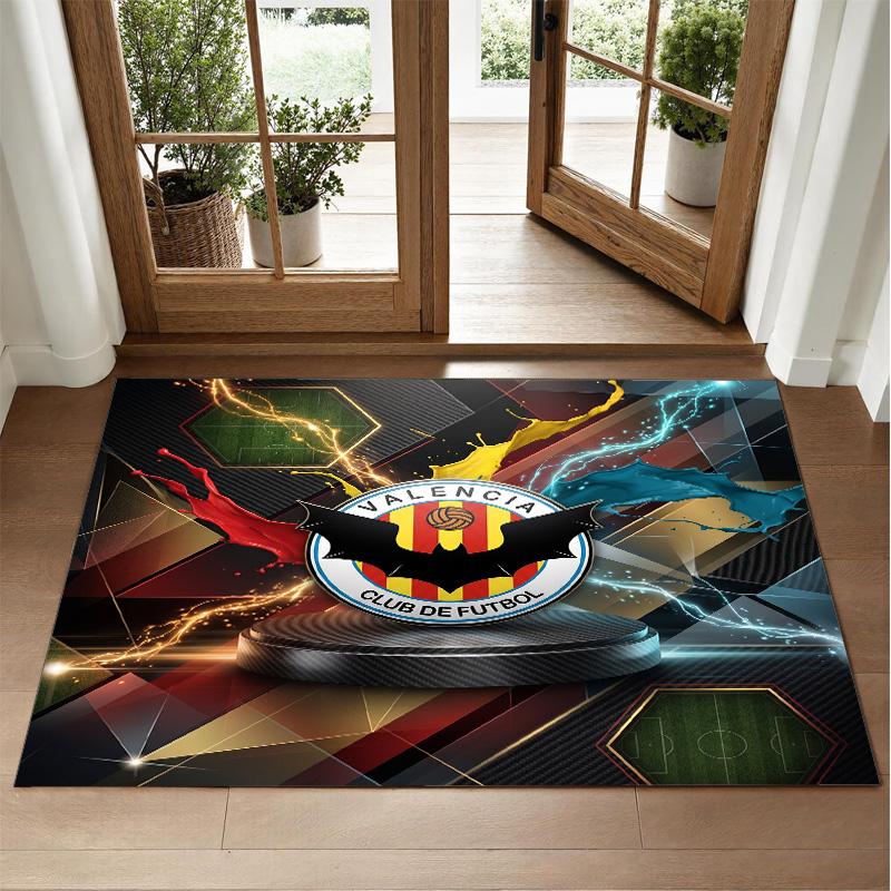 Valencia FC Design Crystal Velvet Rug Soft Decorative Mat for Bedroom Entrance