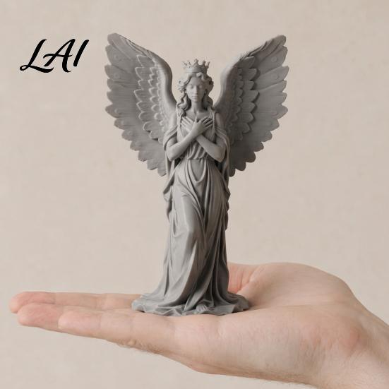 3D Printed Angel Statue Crown Figurine Vintage Guardian Angle Statue Shape Ornament Artistic Winged Women Sculpture for Home Tabletop Decoration