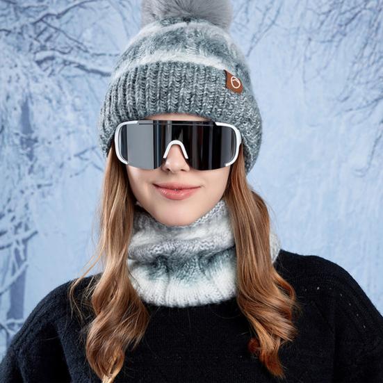 2 шт./комплект женская зимняя шапка и шарф комплект плюшевый мяч декор контрастный цвет плотный