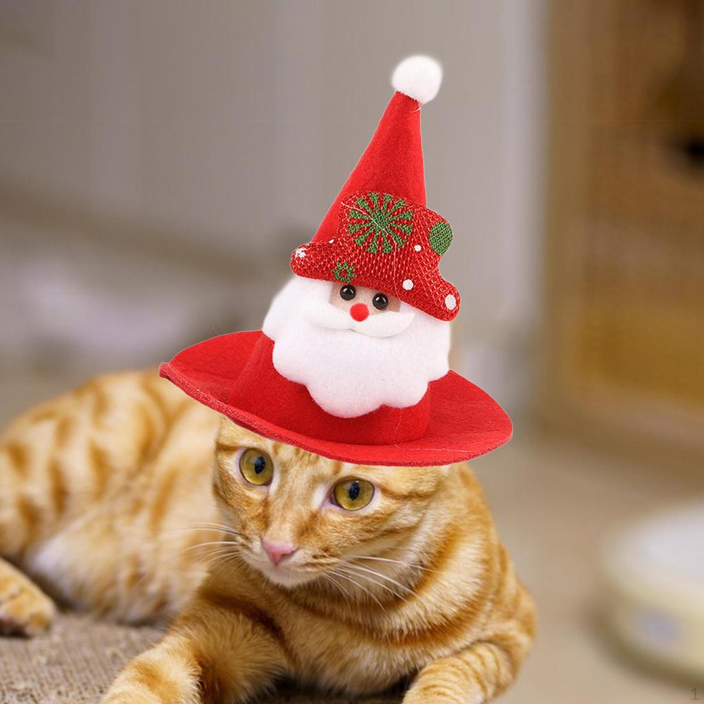 Рождественская шапка для питомцев, Колпак, Наряд для питомца, Мультяшный декоративный головной убор, Покрытие для головы кошки