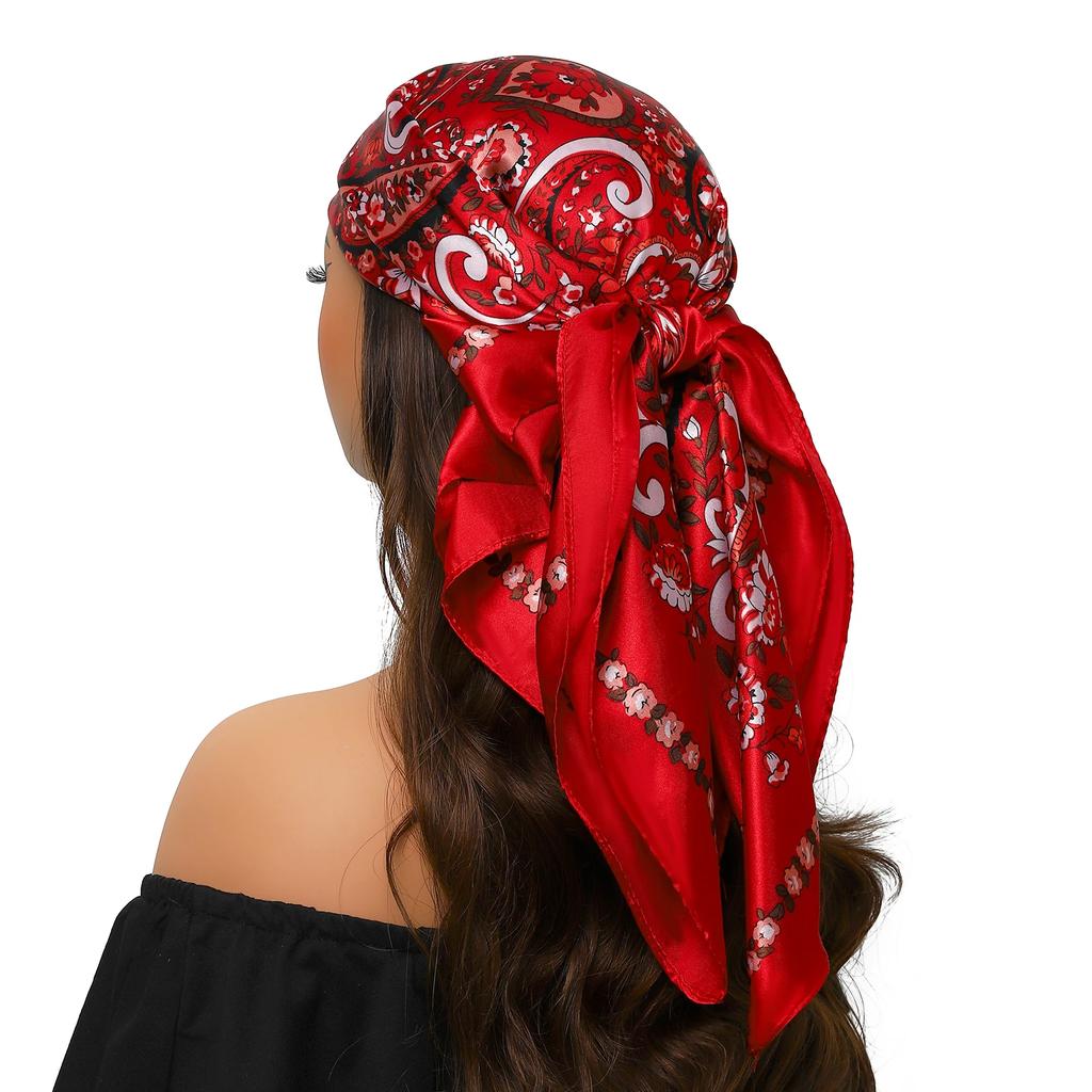 Head Scarf Women Luxury Brand Square 90*90cm Silk Foulard Satin Bandana Cheveux Soft Neckerchief Hijab Hair Scarves For Ladies