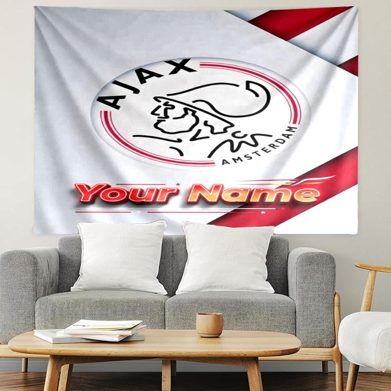 Personalized Name Ajax FC Tapestry, Wall Hanging Tapestry, Pattern Tapestry for Dorm Bedroom Living Room Wall Art Photography Backdrop