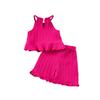 Girls' Off-Shoulder Set - Sleeveless Top & Flounce Shorts