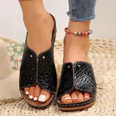 Летние женские босоножки на танкетке, ортопедические сандалии премиум-класса с открытым носком, винтажная нескользящая кожаная повседневная женская обувь на платформе в стиле ретро