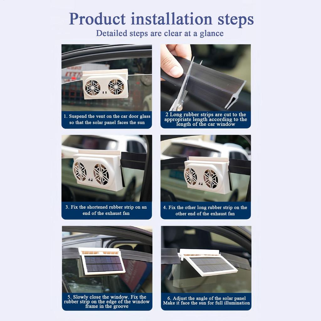 Car Solar Powered Exhaust Fan Energy Saving Car Exhaust Ventilation Fan Electric Cooling Rechargeable Ventilator For Travel