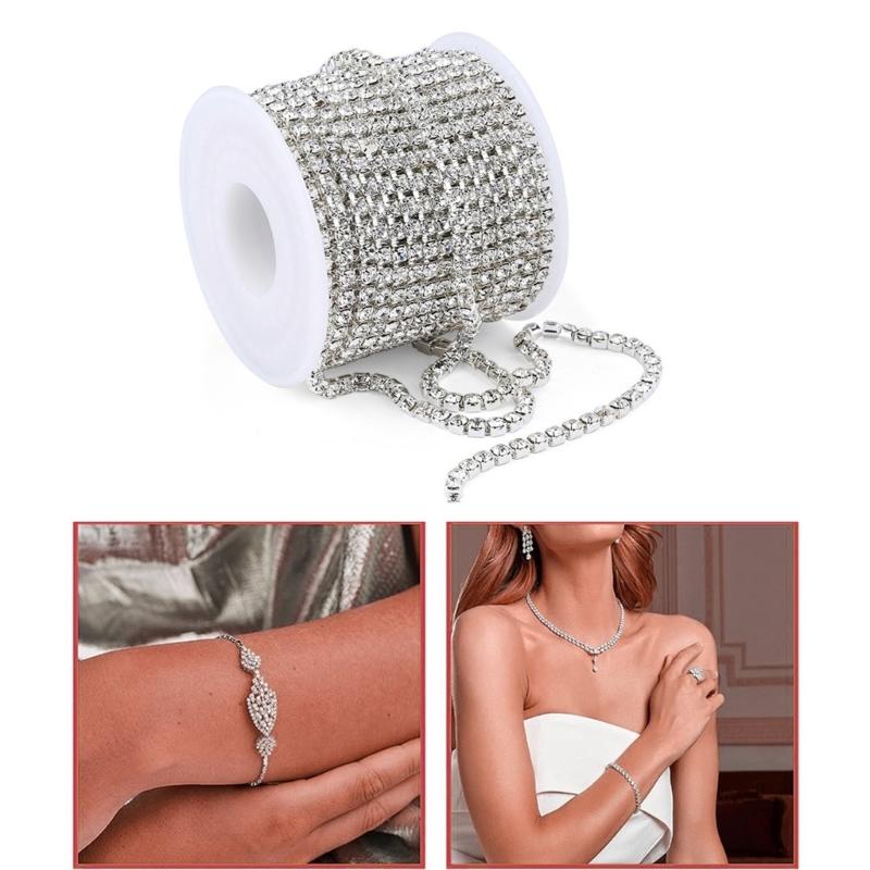 Стразы Ближняя Цепь Пришивные Стеклянные Стразы Отделка Цепь из Страз Цепь из Страз в Чашках для DIY Ремесленных Украшений