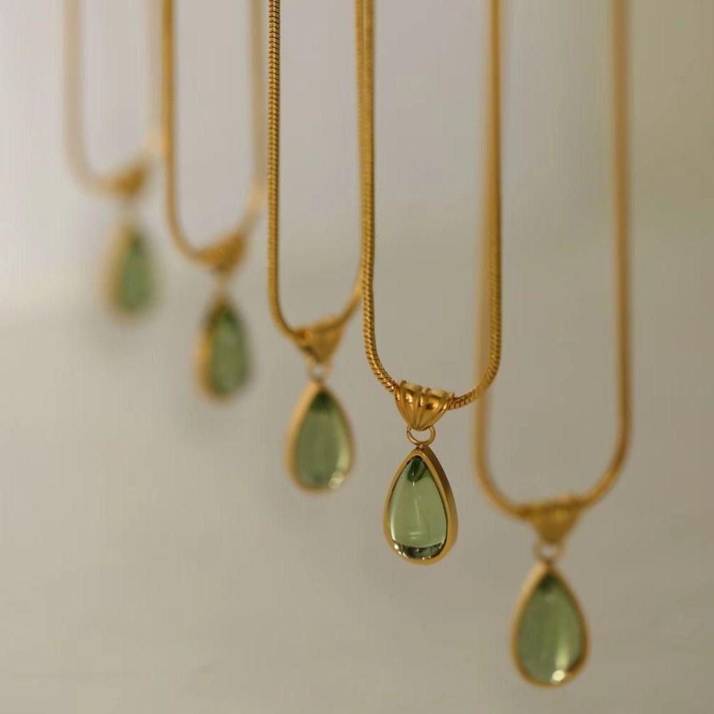 Colorfast Water Drop Neck Chain Titanium French Vintage Necklace Snake Bone Chain Necklace  Unisex