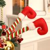 6 шт. рождественских ножек-13-дюймовые елочные украшения с фиксированной проволокой-полосатые плюшевые ножки для украшения дома на рождественскую елку