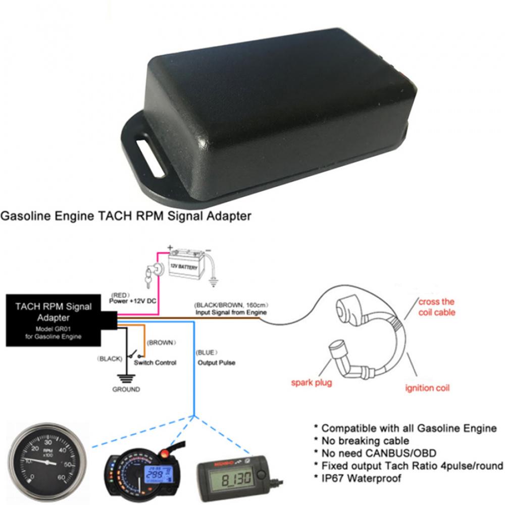 Датчик тахометра оборотов бензинового двигателя для автомобиля, грузовика, лодки, яхты, простая установка для получения сигнала оборотов