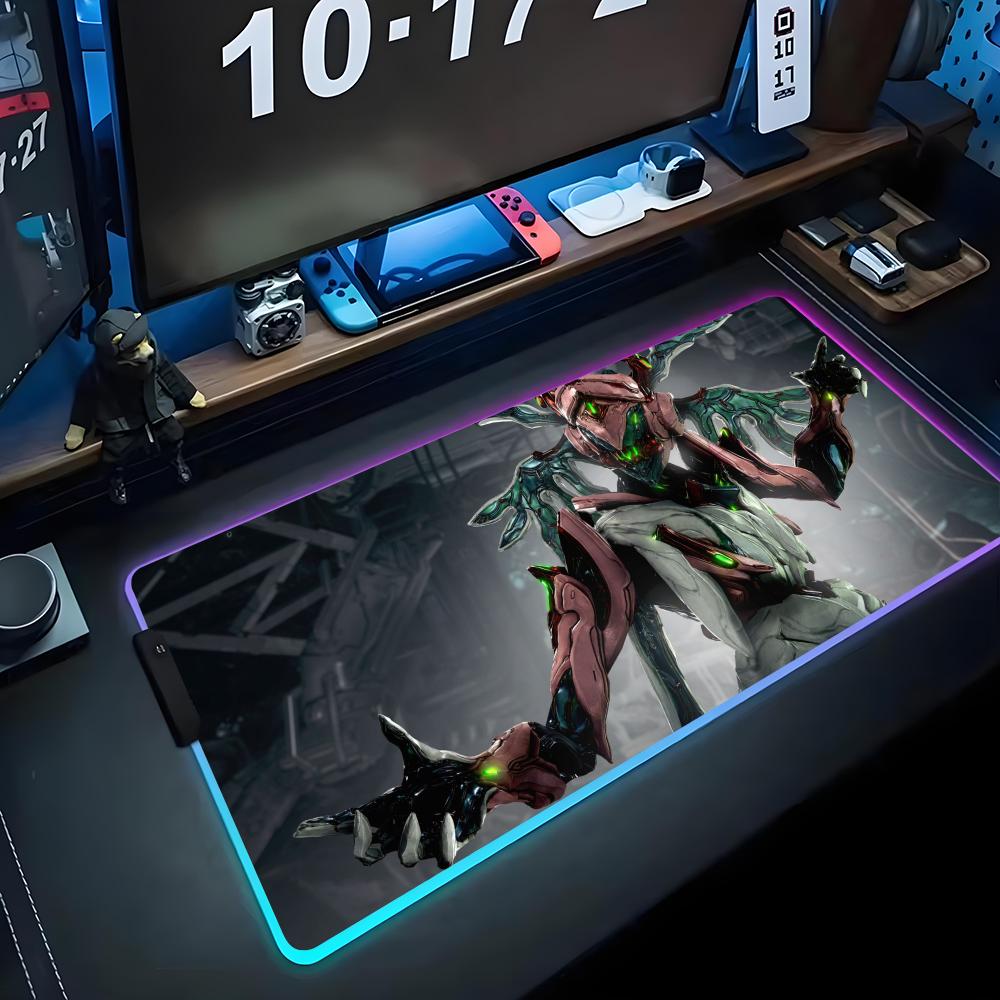 Игровой коврик для мыши Warframe RGB Игровой коврик для мыши Большой светодиодный коврик Настольный коврик для ПК Светящийся коврик для мыши Большие коврики для клавиатуры Настольный ковер С