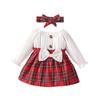 Children's Dress Plaid Waist Bow Dress One-shoulder Dress