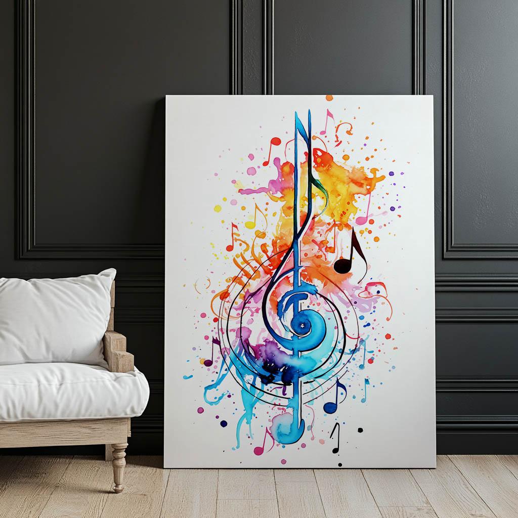Colorful Treble Clef Colorful Treble Clef, 70X100 Cm, Gold Aluminum Frame, 230 Gsm Matte Paper