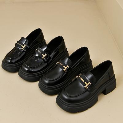 Женские лоферы на платформе 2025 весна и осень, британский стиль, толстый каблук, повседневные, универсальные, модные, из мягкой кожи, туфли-слипоны из маленькой кожи