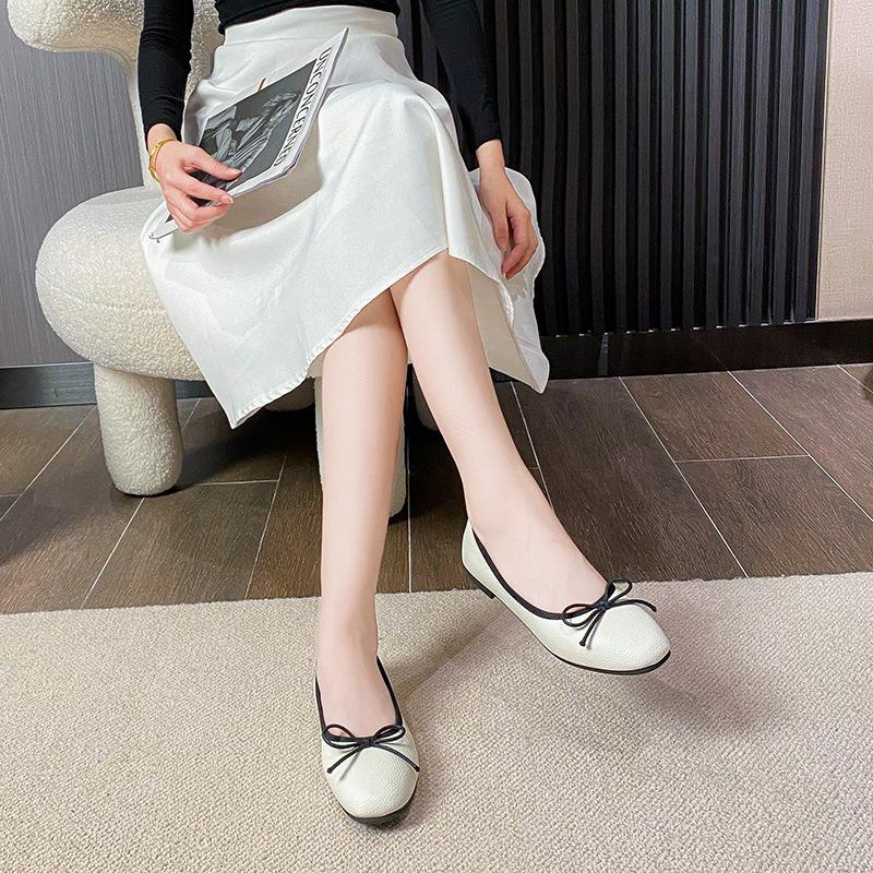 Grape Mom Studiolee 2025 Весна и лето Нежный бант Квадратный носок Неглубокий носок Плоская подошва Мягкая подошва Балетки женские