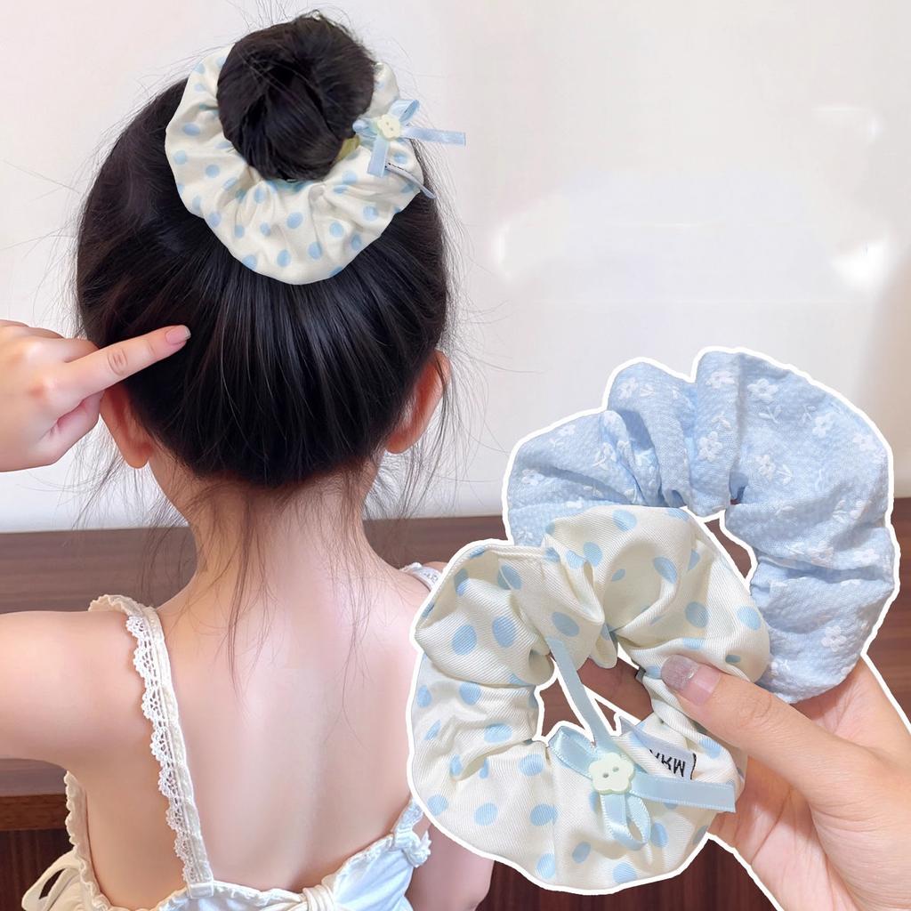 Korean Dot Print Hair Ropes Scrunchies Headband Girls Elegant Elastic Rubber Band Hair Loop Tie for Women Ponytail Hair Ornament