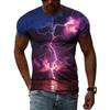 Summer New 3D Cool Lightning Men T-shirts Fashion Printed Natural Landscape Graphic T Shirt Personality Hip Hop Harajuku Tee Top