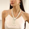 Personalized Imitation Pearls Pendant Necklace Tassels Double Layered Necklaces with Earrings for Women Ladies GZW