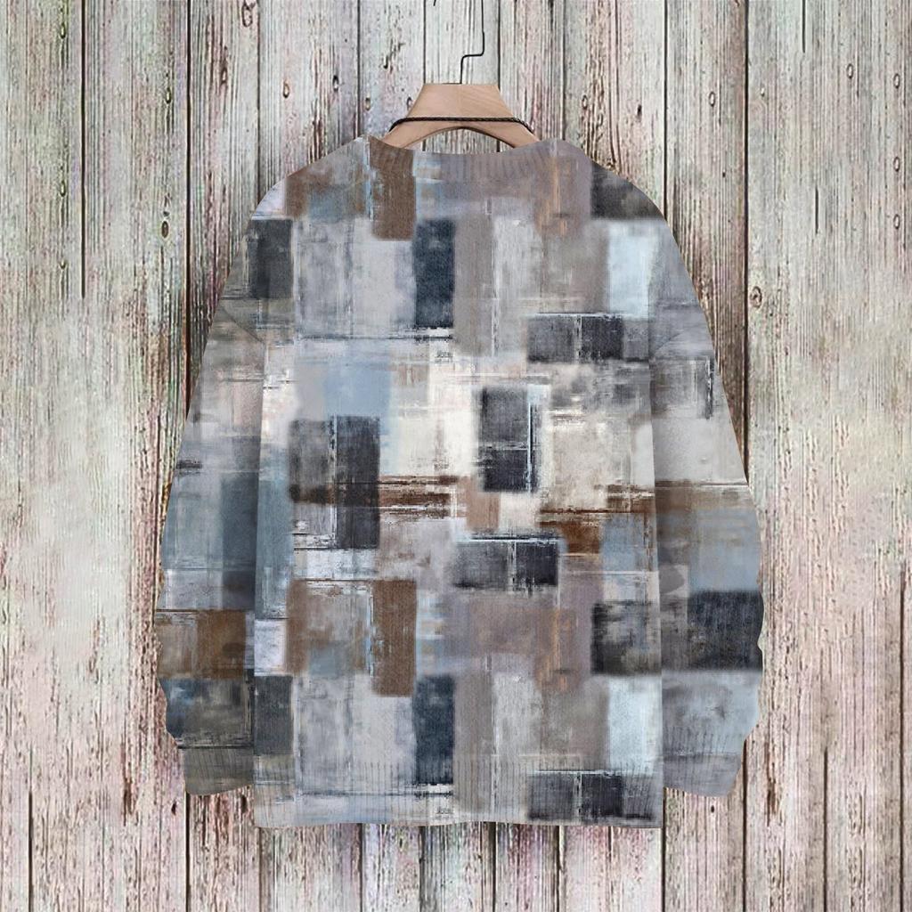 Мужской принтованный синтетический свитер с круглым вырезом, спортивная одежда, свободный топ с длинными рукавами