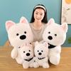 Adorable Scarf White Dog Plush Toy Soft Stuffed Animal For Gifts And Events