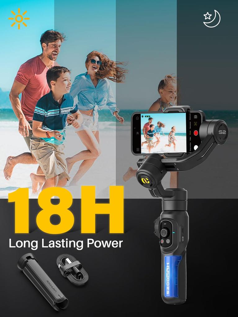 Электрический стабилизатор для смартфона, ручной стабилизатор для смартфона AOCHUAN S2 для iPhone Android 3-осевой и