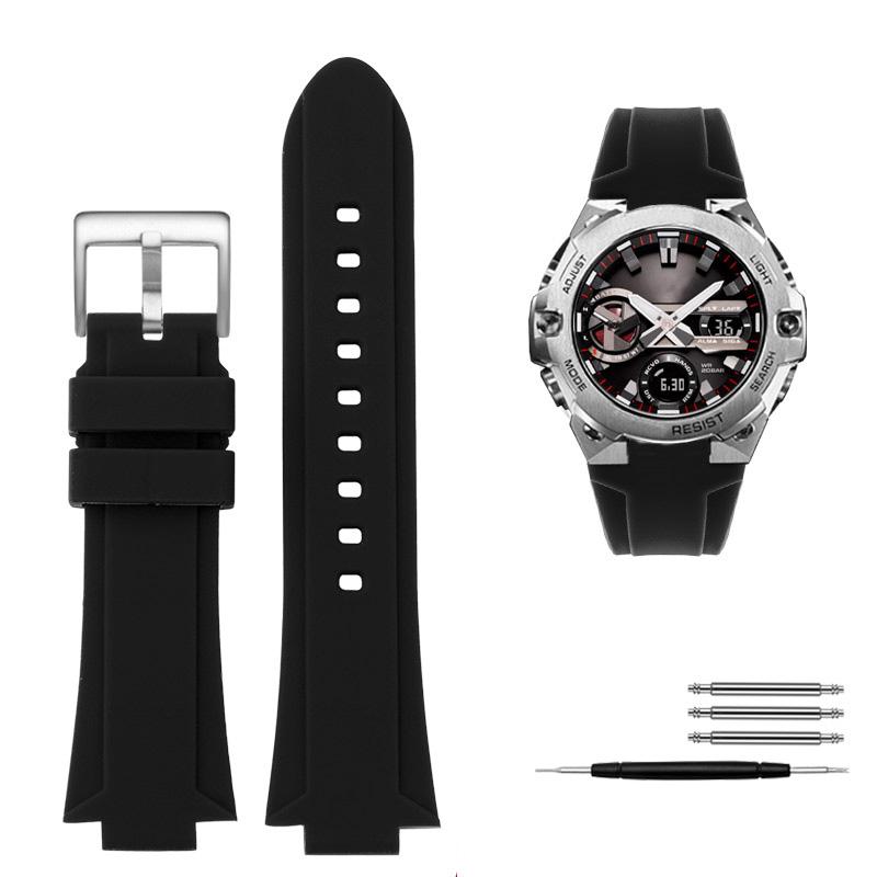 Classic Convex Mouth Silicone Watchband For Casio G-SHOCK Steel Heart GST-B400 Men's Sports Waterproof Rubber Strap Bracelet Accessories